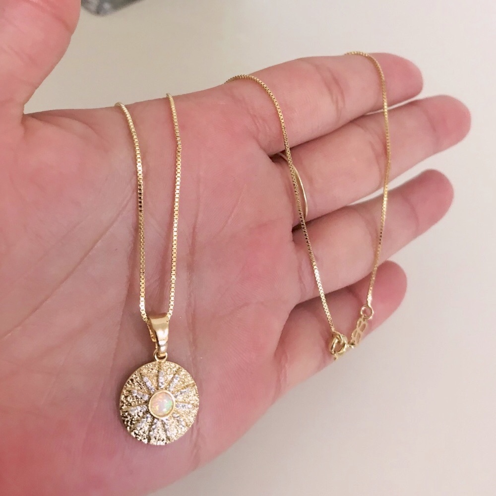 Opal Sunburst Necklace | 14k Gold Filled - Picture 4 of 6